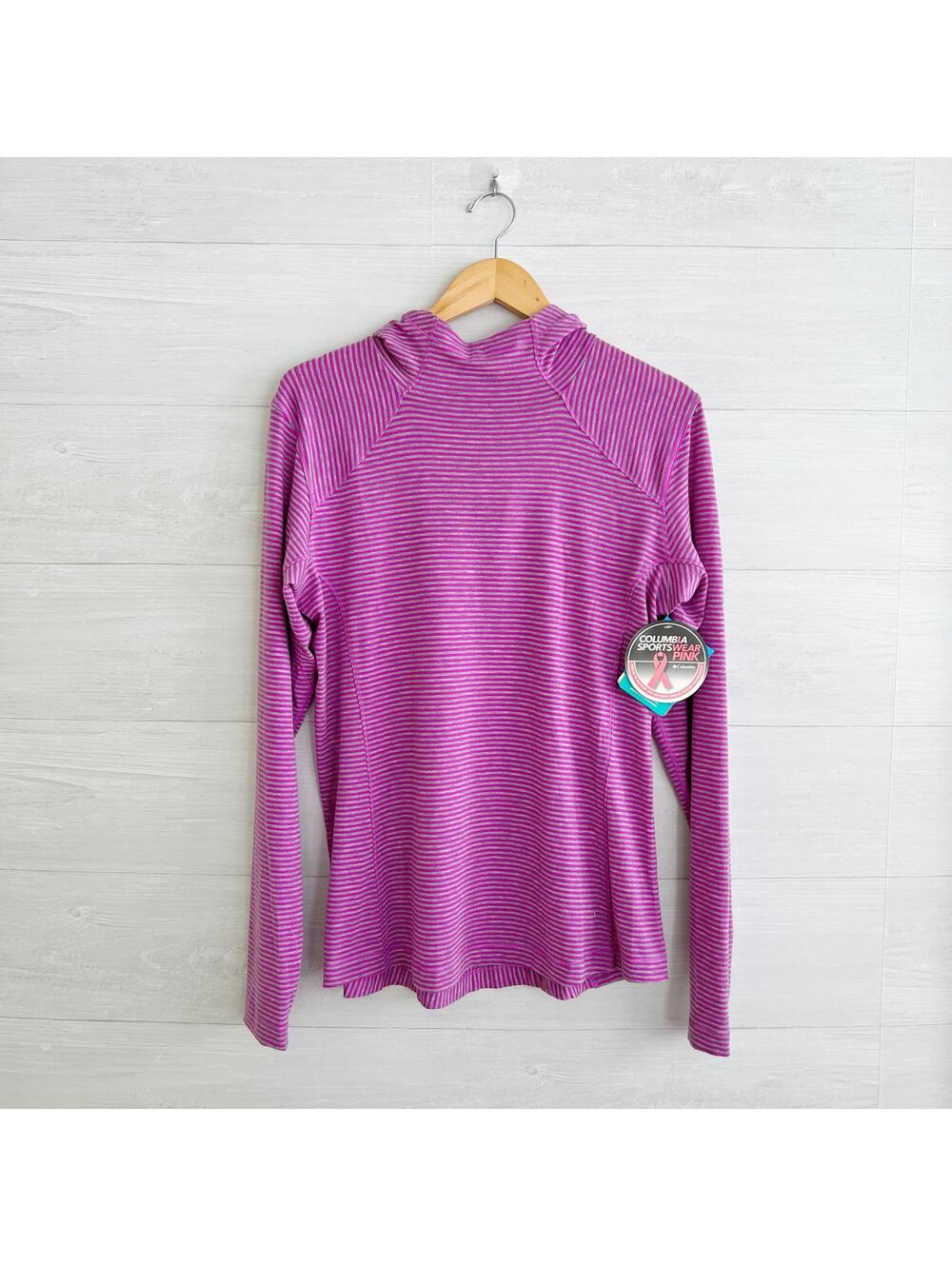 NWT Columbia Tested Tough in Pink Breast Cancer Layer First Hoodie Omni-Wick, L